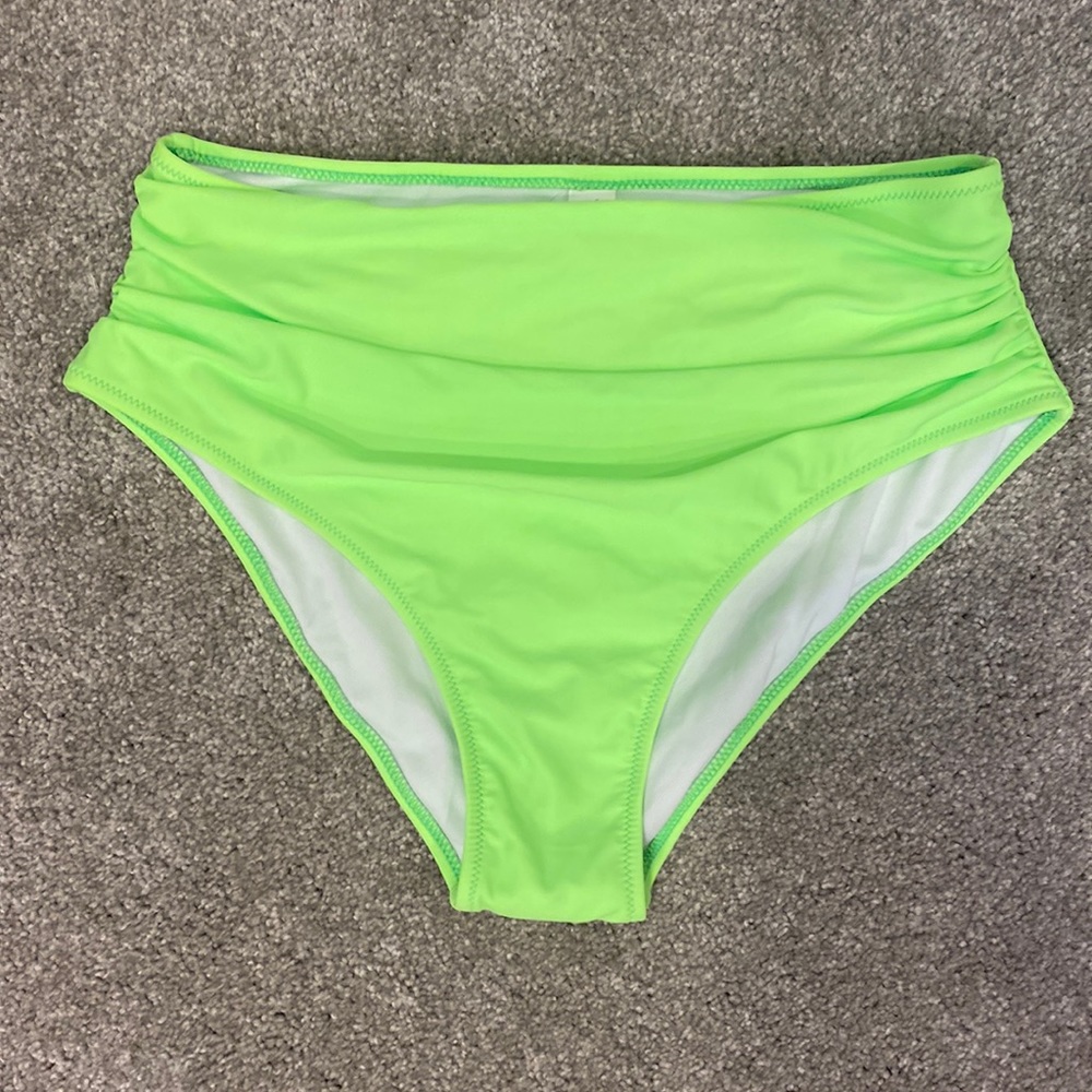 High-Waisted Bikini Bottoms. Neon Green. Size Large.